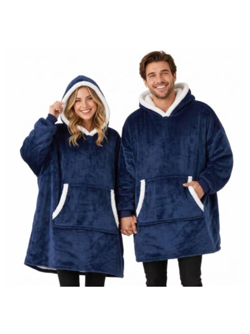Oversized Wearable Blanket Hoodie Sherpa Flannel Women Men